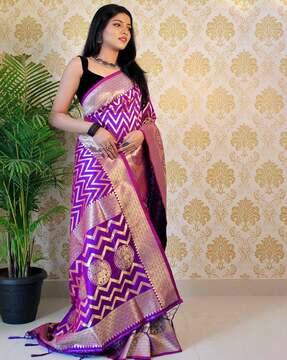 striped banarasi silk saree with