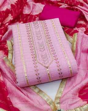 striped banarasi silk unstitched dress material