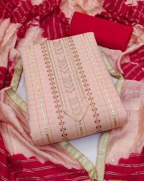 striped banarasi silk unstitched dress material