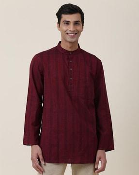 striped band-collar kurta