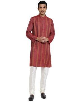 striped band-collar shirt kurta