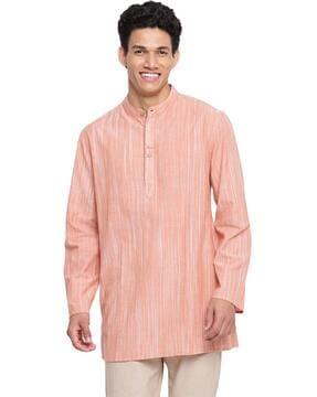 striped band-collar shirt kurta