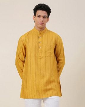 striped band-collar shirt kurta