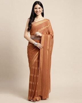 striped belted saree