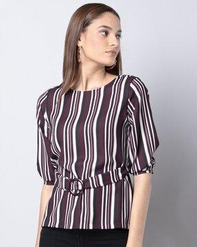 striped belted top