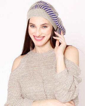 striped beret cap