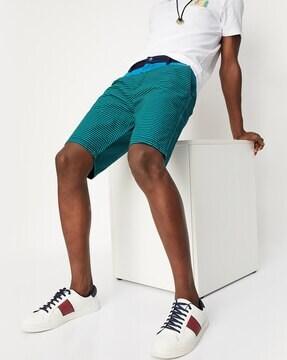 striped bermuda shorts with insert pockets