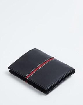 striped bi-fold leather wallet