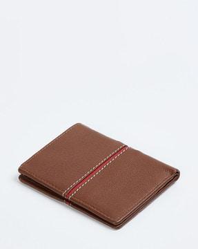 striped bi-fold leather wallet