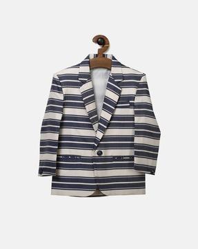 striped blazer with welt pockets