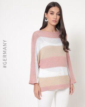 striped boat-neck pullover