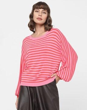 striped boat neck pullover