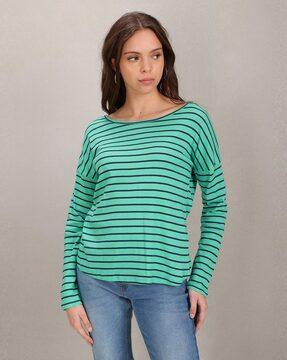 striped boat-neck top