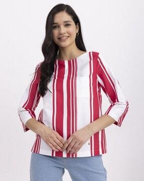 striped boat-neck top