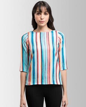 striped boat neck top