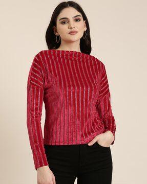 striped boat-neck top