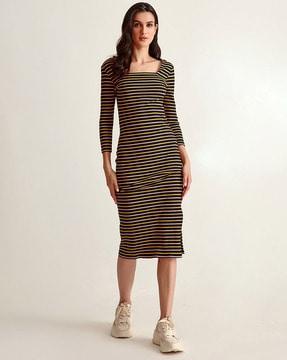 striped bodycon dress