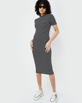 striped bodycon dress