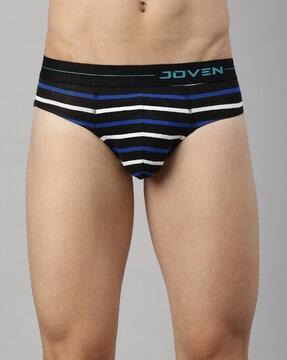 striped briefs with contrast waistband