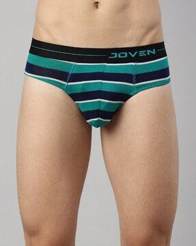 striped briefs with contrast waistband