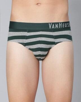 striped briefs with logo waistband