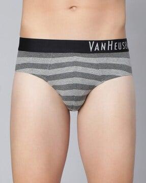 striped briefs with logo waistband