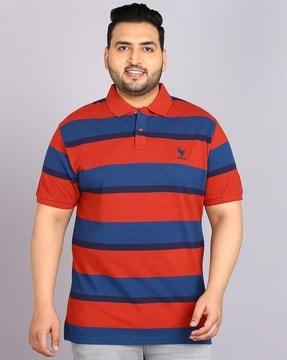 striped button-down closure regular fit t-shirt