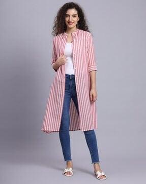 striped button-down shrug