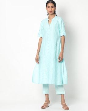 striped button-down straight kurta