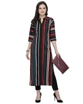 striped button-front kurti