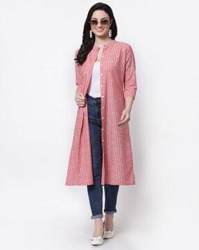 striped button-front shrug