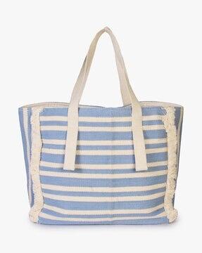 striped canvas tote bag