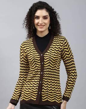 striped cardigan with button-closure