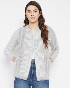 striped cardigan with insert pockets