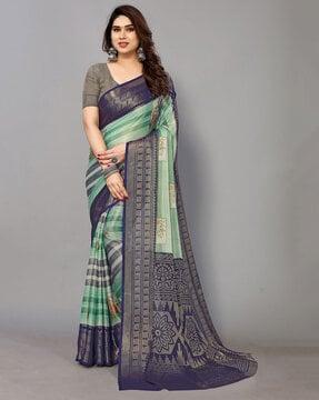 striped chiffon saree with zari border