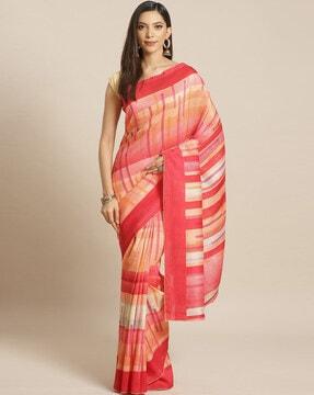 striped chiffon saree