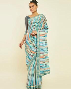 striped chiffon saree