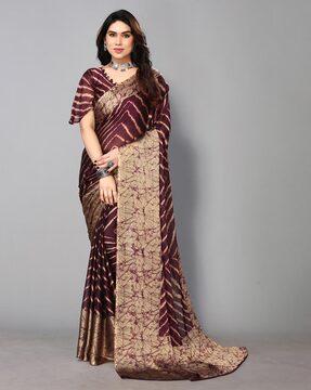 striped chiffon saree