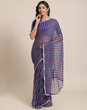 striped chiffon saree