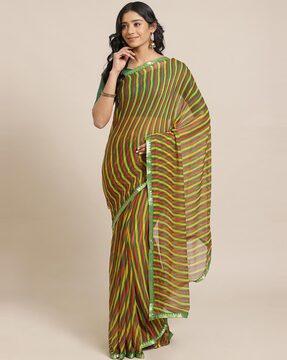 striped chiffon saree