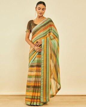 striped chiffon saree