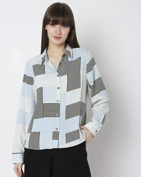 striped collar-neck shirt