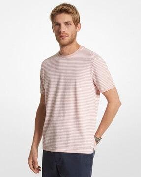striped cotton & silk blend crew-neck t-shirt