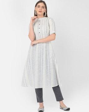 striped cotton a-line kurta