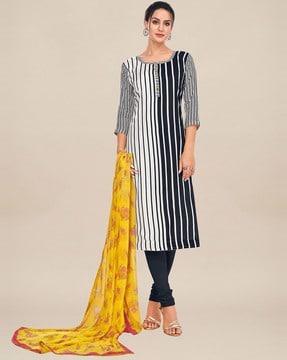 striped cotton festive churidar dress material