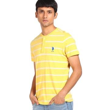 striped cotton henley t-shirt