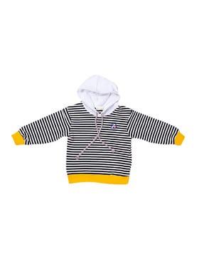 striped cotton hooded pullover