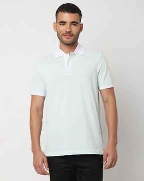 striped cotton pique polo t-shirt