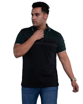 striped cotton polo t-shirt with patch pocket