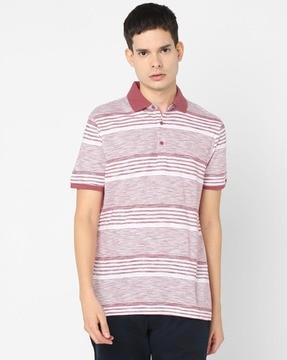 striped cotton polo t-shirt